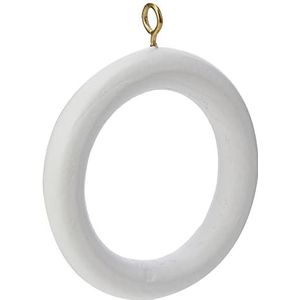 Bulk Hardware bh05768 houten gordijnen roede ringen met schroef eye, binnen Ø 40 mm, diameter 60 mm – wit, 24 stuks