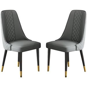 Eetkamerstoelen Eetkamerstoel Houten poten Eetkamerstoel Set van 2 Keuken Woonkamer Lounge Barstoelen Modern Napa-leer Hoge rugleuning Gevoerde zachte zitting