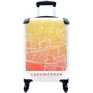 MuchoWow® Koffer - Stadskaart - Leeuwarden - Geel - Oranje - Past binnen 55x40x20 cm en 55x35x25 cm - Handbagage - Trolley - Fotokoffer - Cabin Size - Print