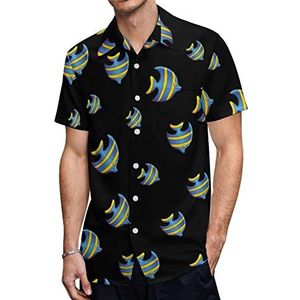 Tropische vissen Hawaïaanse shirts voor heren, casual overhemd met korte mouwen, knoopsluiting, vakantie, strandshirts, 4XL