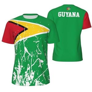 Sport T-Shirt Vintage Guyana Vlag Graan (2) Tees 3D Gedrukt voor Fitness Running Voetbal, Meerkleurig, M