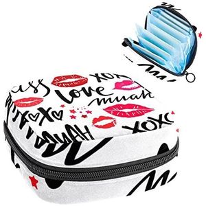 Opbergtas voor maandverband Pads, Menstruatie Cup Pouch, Periode Bag Organizer voor vrouwelijke Pads Tampons, rode lippen
