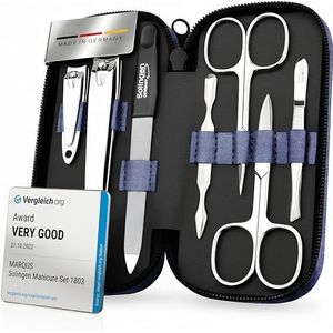 marQus Solingen Duitsland Manicuresets voor dames & heren set van 7 stuks – Kwaliteits verzorgingsset Nagelknipper & Teennagelknipper, pincet Nagelkit – Perfect Cadeau voor alle gelegenheden