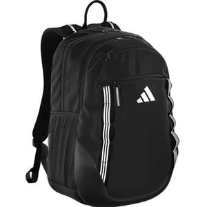 adidas Excelerator-rugzak voor volwassenen, 33 l, grote duurzame atletische student laptop boekentas-jongens/meisjes rugzak tas, Zwart/Wit 3 Streep Singels, One Size, Excelerator Rugzak (33l) Grote