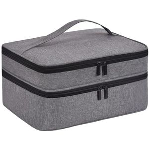 LYFFXYH Nagellak draagtas, draagbare nagelorganizer met handvat, dubbellaagse opbergtas voor nagellak en manicureset, Grijs, 42 bottles, Dubbele laag