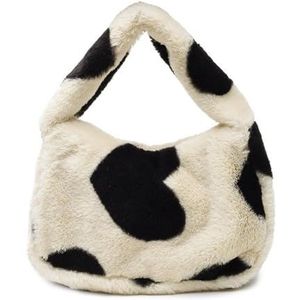 JMORCO Pluizige tas 1 ST Vrouwen Meisjes Pluizige Schoudertas Top-handvat Tas Vrouwelijke Herfst Winter Handtas Pluche Tote Boodschappentas Tassen voor, 4-beige, Eén maat