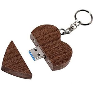 FeliSun Geheugenstick USB-stick USB-flashdrive aangepaste houten hart USB 3.0 Flash Drive Pendrive High Speed Memory Stick extern geheugen fotografie huwelijksgeschenken (bruin, 64 GB)