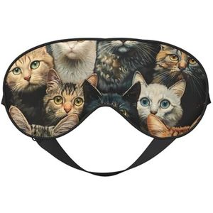 Kat Print Veelzijdige Oogmasker Volledige Dekking Slaap Aid Lichtgewicht Ademend Reizen Camping