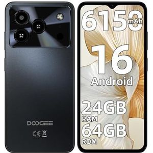 DOOGEE Note 56 Smartphone Android 16, 6150 mAh, 24 GB + 64 GB/2 TB mobiele telefoon, 6,56 inch 90 Hz mobiele telefoons en smartphone, 8 MP mobiele telefoons, 4G Dual SIM/Face ID/OTG/GPS/8,45 mm