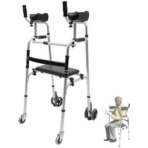 Rechtopstaande Rollator Verstelbaar Ontwerp, Staande Rollators Met Zitting, Compact Opvouwbaar Aluminium, Mobiliteitshulpmiddel For Senioren, Staande Revalidatiestandaard For Ouderen