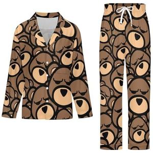 Bear Head pyjama met lange mouwen voor vrouwen, klassieke nachtkleding, nachtkleding, zachte pyjamasets