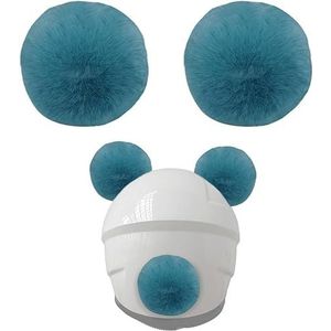 fietshelmen, accessoires, katten, oorbellen 3 stuks Bear Tail Helm Decoratie Leuke Pom Pom Helm Hoorns Helm Oren Helm Accessoire for Ski Motorhelm(Blue Green)