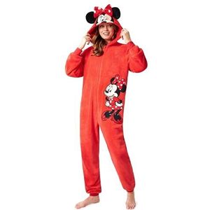 Disney Onesie Dames - Stitch Pyjama uit één Stuk - Eeyore, Minnie, Maleficent Pyjama Onesie - Maten S-XXL (Rood Minnie, L)