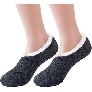 Slipper sokken dames gebreide slippers sokken gezellige pluizige sokken antislip sokken heren winter indoor dubbellaags slaapkamer slipper sokken EU 35-45 (kleur: grijs, maat: 43-45 (28 cm))