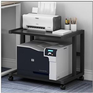 Tafel voor Printer Printerkastje 2-laags Printerstandaard Met Wielen Printerwagen Desktopprintertafel Onder Bureau Printerplank Voor Thuiskantoor Printertafel Printerstandaard(Black,48 * 38 * 45cm)