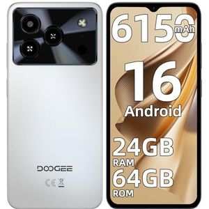 DOOGEE Note 56 Smartphone Android 16, 6150 mAh, 24 GB + 64 GB/2 TB mobiele telefoon, 6,56 inch 90 Hz mobiele telefoons en smartphone, 8 MP mobiele telefoons, 4G Dual SIM/Face ID/OTG/GPS/8,45 mm