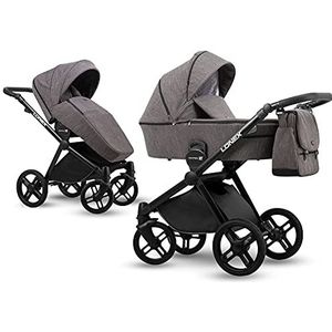 Kinderwagen 3in1 2in1 Isofix Gel Banden 12KG Lichtgewicht Emotion XT by Lux4kids Grey Flex XT 01 3in1 (inclusief autostoeltje)