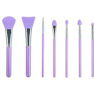 LORMAY 7-delige siliconen make-up borstelset: gezichtsmasker, eyeliner, wenkbrauw, oogschaduw, lip cosmetische borstels (paars)