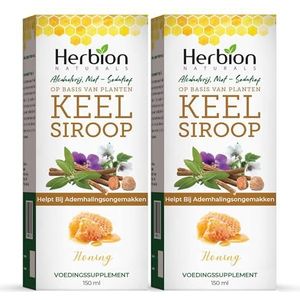Herbion Naturals, Keel siroop met El Jarabe Para La Tos Con Miel Natuurlijk Lekker Kalmeert Keel, Groen, Honing, 5 fl oz verpakking van 2