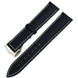 19mm 20mm 21mm 22mm nylon horlogeband geschikt for Omega Planet Ocean Seamaster 300 Speedmaster stof leer geschikt for SEIKO canvas horlogeband (Color : Black white Pointed, Size : 22MM_ROSE BUCKLE