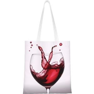 VTCTOASY 3D rode wijn hart print canvas draagtassen stijlvolle schoudertas herbruikbare boodschappentas kleine handtassen voor vrouwen mannen, zwart, één maat, Zwart, Eén maat