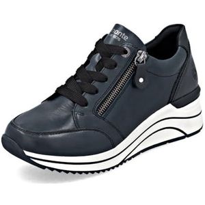 Remonte - D0T03 - Veterschoenen - Blauw - Comfortabele Sneaker met Reißverschluss
