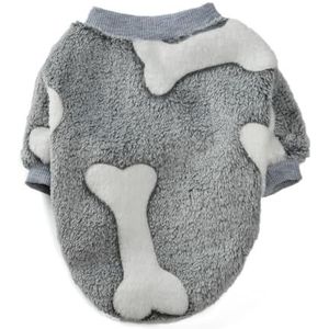 Warme puppyhondfleece Kleine hond Kat Zacht gezellig sweatshirt Chihuahua Yorkshire Pug-jas (Color : Grey Bone, Size : L)