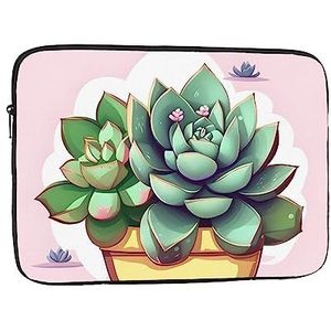 Cartoon vetplanten laptoptas, duurzame schokbestendige hoes, draagbare draagbare laptoptas voor 15 inch laptop.