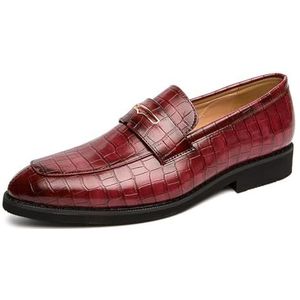 Herenschoenen Loafers Slip-On Formele Smoking Gala Bruiloft Zakelijk,Rood,38 EU