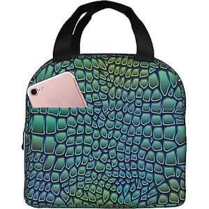 SUHNGE Alligator Skin Print Kantoor Werk Licht Geïsoleerde Lunchbox voor Vrouwen en Mannen Duurzame Tote Bag