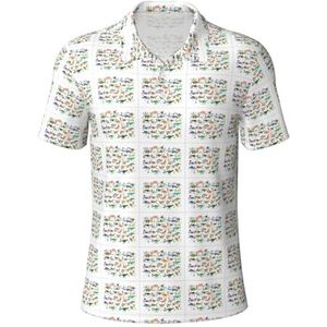 JJPUNGK Stijlvolle Leren Alfabetten Met Dinosaurussen Print Zomer Polo Shirts Korte Mouw Speciale Gelegenheden Casual Uitjes, Zwart, S