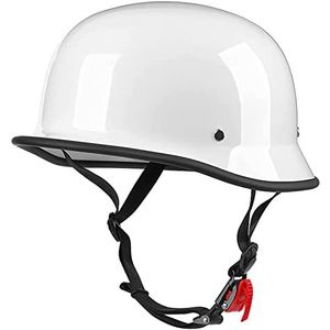 Open Gezicht Motorhelm Vintage Duitse Stijl Voor Mannen En Vrouwen, DOT/ECE Goedgekeurde Motorfiets Half Helm Half Gezicht Fiets Scooter ATV UTV Skateboard Helm A,55-60CM