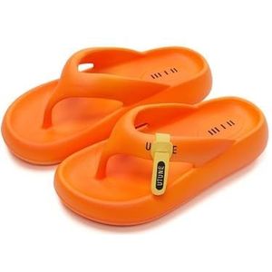 fengqingyunyan0304 Slide, teenslippers met hoge hakken en dikke zolen voor dames, zachte strandsandalen voor de zomer, voor heren, Oranje, 46 EU