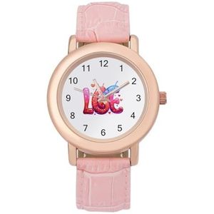 Leuke Land Slug Love Elegante Horloge Lederen Band Polshorloge Analoog Quartz Horloges