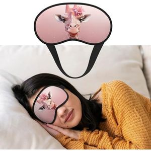 Roze giraffe slaapmasker, zacht verduisterend oogmasker met verstelbare riem, comfortabele oogschaduwhoes voor vrouwen en mannen, diepe rust, reizen, werk thuis