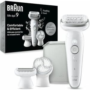 Braun Silk-épil 9 9-061 Epilator voor dames, elektrisch, met flexibele kop voor eenvoudig epileren, nat en droog, lang gladde huid, 9-061