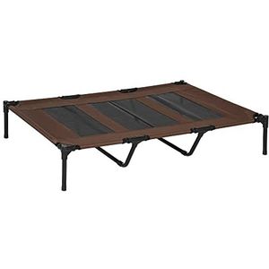 Pawhut Hondenbed, outdoor, kattenbed, huisdierenbed, slaapplaats, metaal, Oxford-weefsel, koffiebruin, 122 x 92 x 23 cm