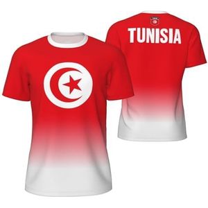 Sport Mesh T-Shirt Geleidelijke Tunesië Vlag Tees 3D Gedrukt voor Fitness Running Fiets Voetbal Tennis Voetbal, Meerkleurig, S