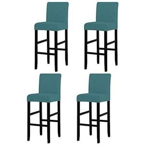 Lansheng Barstoelhoezen, stretch, wasbaar, afneembaar, voor korte draaistoel, eetkamerstoel, barkruk met rugleuning, stoel (blauwgroen, 4 stuks)