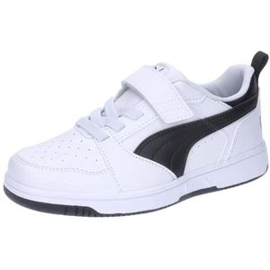 PUMA Rebound V6 Lo Ac+ Ps Sneakers voor kinderen, uniseks, Puma Wit PUMA Zwart PUMA Zwart, 32 EU