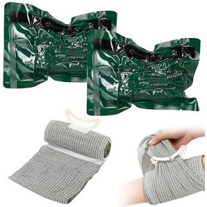 Israëli-bandage, 2 stuks, 10 cm, voor tourniquet, noodsituaties, drukverband met vacuümverpakking; voor outdoorsporten, kamperen, wandelen