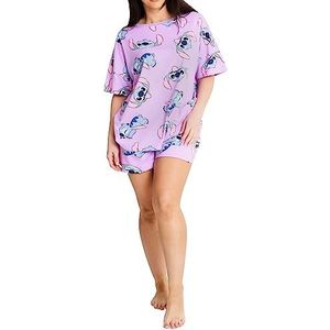 Disney Lilo en Stitch Pyjama's voor vrouwen | Stitch PJ's voor dames met all-over print en korte mouwen | Comfortabele damespyjama voor Stitch-fans | Officiële merchandise | XS