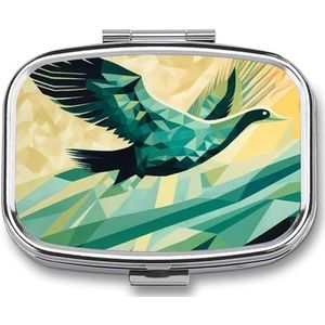 Pillendoosje Draagbare Silhouet Schilderen Pil Organizer Reizen Pil Case voor Pocket Of Portemonnee Geneeskunde Pil Container met Spiegel 2 Compartimenten Dagelijkse Geneeskunde Organizer