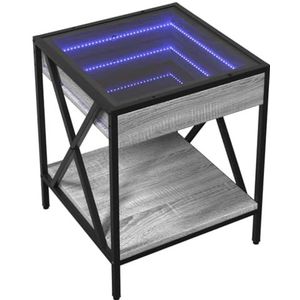 vidaXL Salontafel met Infinity LED 40x40x49 cm grijs sonoma eikenkleur, bijzettafel, woonkamertafel, middentafel, banktafel, bank tafel, accenttafel