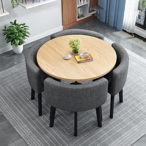 HRTLSS Conferentietafel met stoelen, ronde tafel en stoelen, set van 4, moderne stijl meubels, kantoor receptie kamer club tafel en stoel set, voor lounge, woonkamer, kantoor