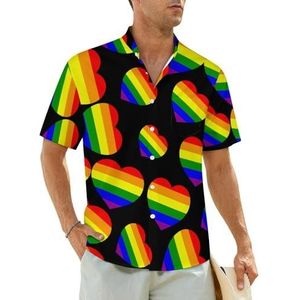 LGBT Gay Pride vlag herenoverhemden korte mouwen strandshirt Hawaiiaans shirt casual zomer T-shirt 3XL
