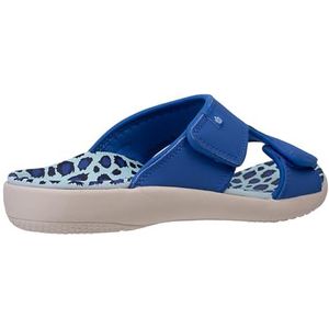 Spenco Kholo Wild Slide Sandaal voor dames, Blauwe Luipaard, 4 UK Wide