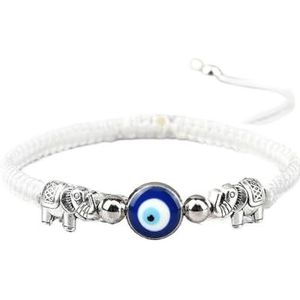 Vrouwen Mannen Lucky Gevlochten Rode Draad Retro Olifant Armband Geschikt for Vrouwen Mannen Paar Mode-sieraden Cadeau(Color:White)