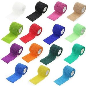 15 stuks zelfklevende bandages, ademend, elastische bandages, fleece, sportbandages, fitnessbandages, zweetabsorberend, vaste kleur, bescherming, sport, huisdieren enz.