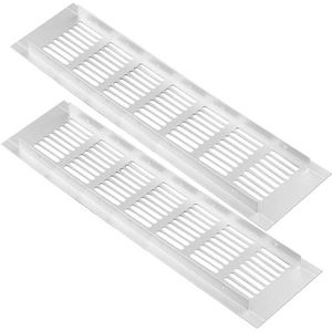 ventilatieroosters, Aluminium Alloy Air Vent, Set van 2 ventilatieroosters, wit ventilatierooster, aluminium uitlaatrooster, vierkant for keukenkast, schoenenkast en kledingkast(80mm*300mm)